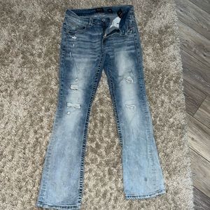 Buckle Black Men’s Fit No 23 Bootleg Med Blue Distressed Denim Jeans 32R